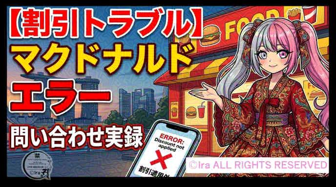 マクドナルドアプリの不具合・トラブル実録。割引クーポンが使えないバグの対処法の実録。シンガポール永住権・知的財産修士号をもつ、国際離島漫画家Ira(アイラ)。『まはらじま(MAHARAJIMA)』公式サイト